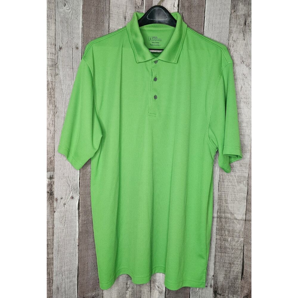 PGA Tour Men’s XXL 2XL Polo Shirt Golf Short Sleeve SHIRT Solid Green